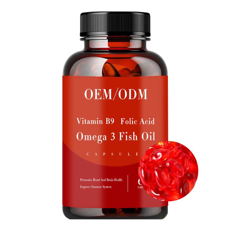 Omega 3 Vitaminen Softgel van de vitamineb9 bevordert Folic Zure Vistraan Hart en Brain Health