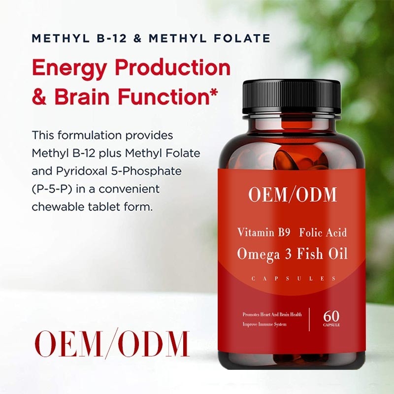 Omega 3 Vitaminen Softgel van de vitamineb9 bevordert Folic Zure Vistraan Hart en Brain Health
