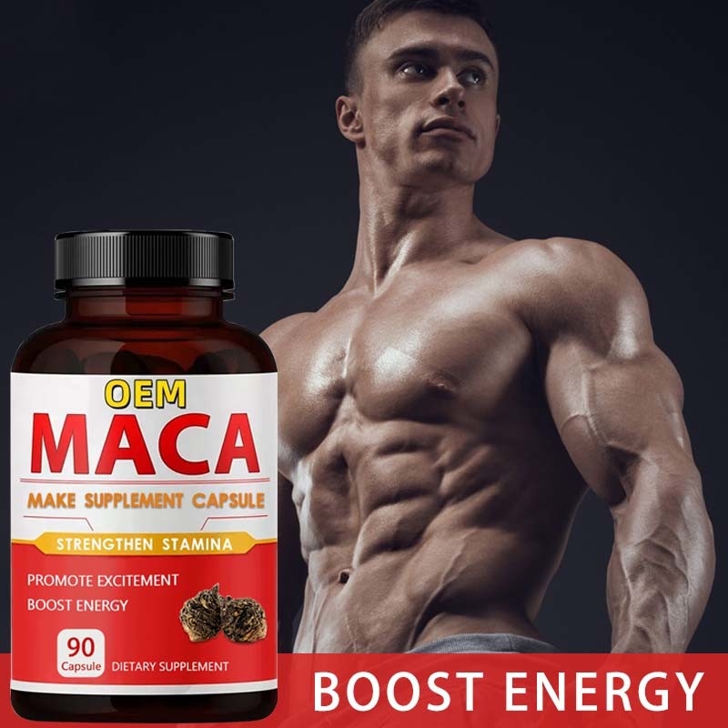OEM Private Label Aphrodisiac Black Maca Root Supplement Biologische Maca Capsules Voor Mannen