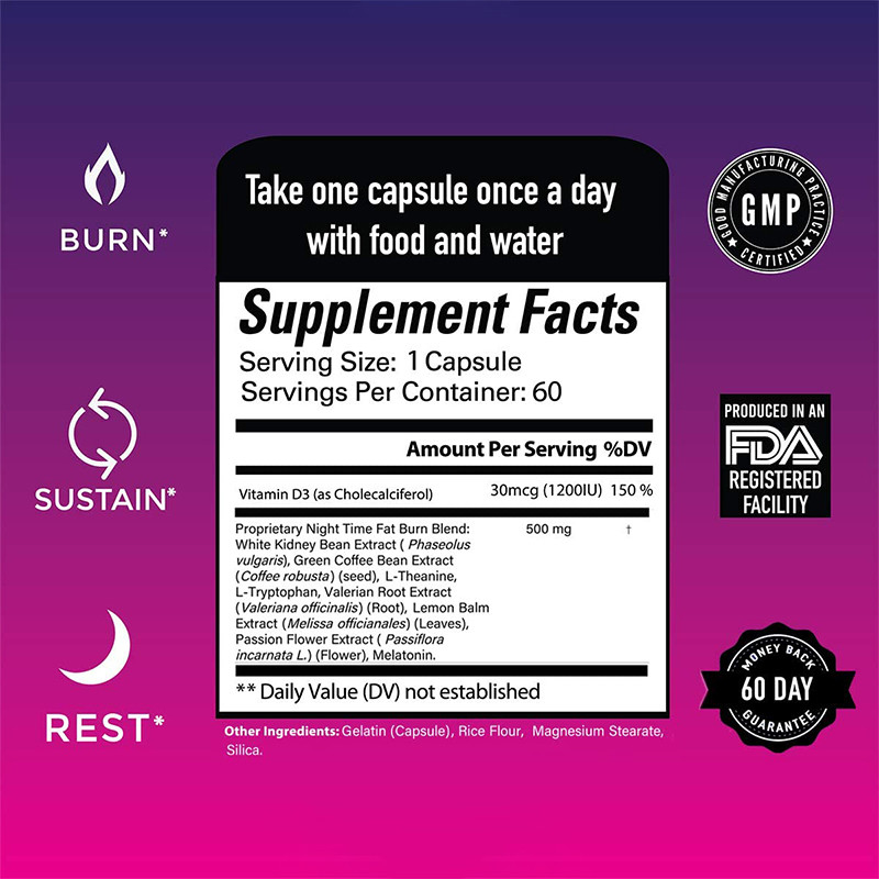 Van het het Gewichtsverlies van de nacht de Vette Brander van het Dieetpillen Groene Koffie Bean Extract And White Kidney Bean Supplement