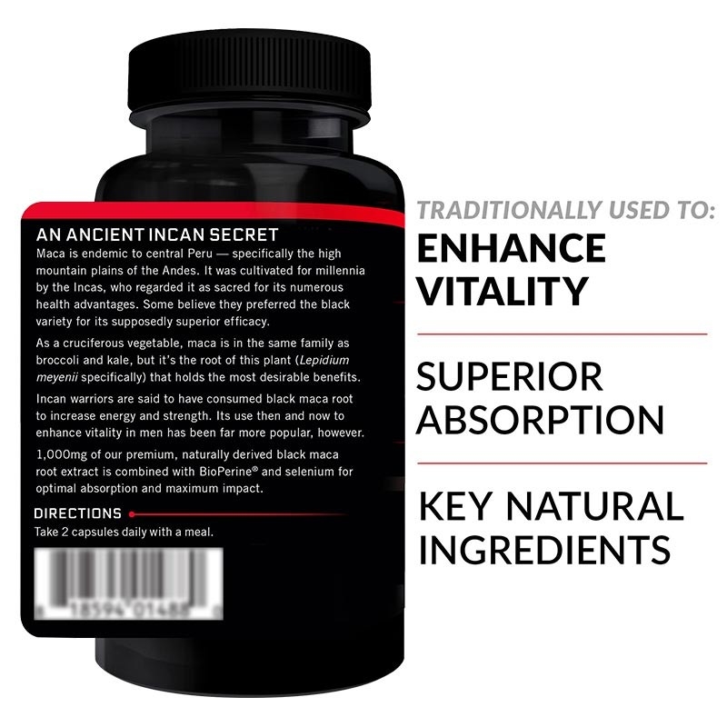 OEM Zwarte Maca Wortel20000mg Capsules voor Mannen en Vrouwenveganist Max Strength Energy Supplement
