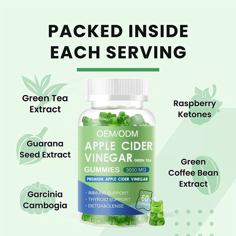 Oem Apple Cider Gummies Veganistisch Biologisch Keto Bhb Slank Gewichtsverlies Apple Cider Azijn Snoep