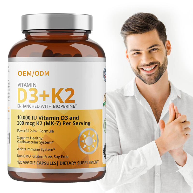 GMO-niet Formule 5000 IU-Vitamine D3 Gummies 90 Capsules van de mcgvitamine K2 mk-7