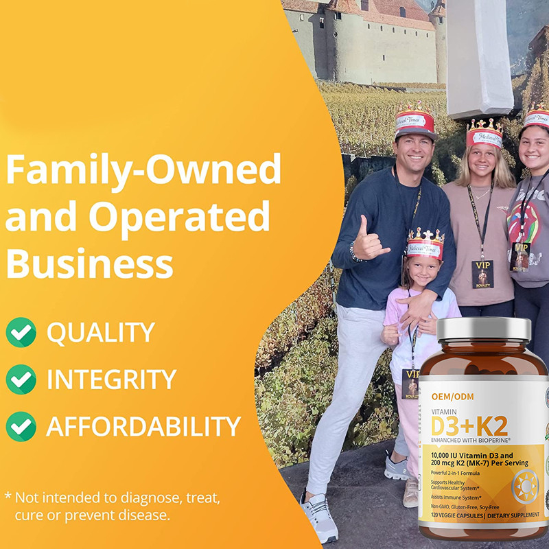 GMO-niet Formule 5000 IU-Vitamine D3 Gummies 90 Capsules van de mcgvitamine K2 mk-7