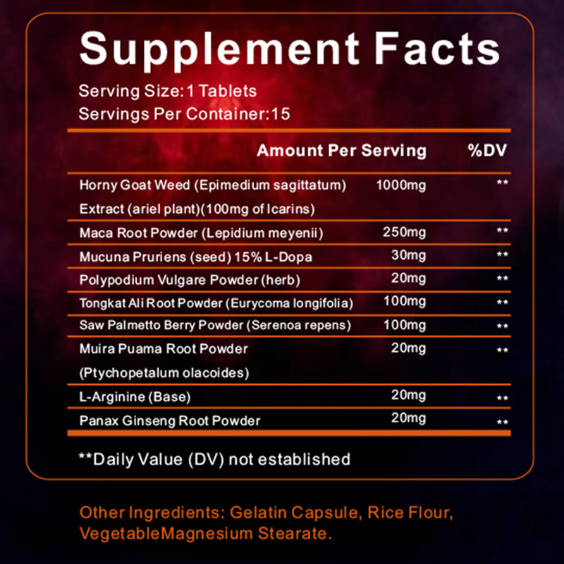 De privé de Supplementenoem van de Etiketgezondheidszorg van de Spierhornys van de Steunenergie Tabletten van het de Geitonkruid