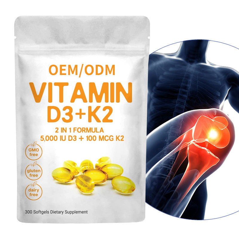 Douanevitamine D3 Gummies 5000 IU met K2 100 Mcg Softgels 2 in 1 Steun Immuun Hart