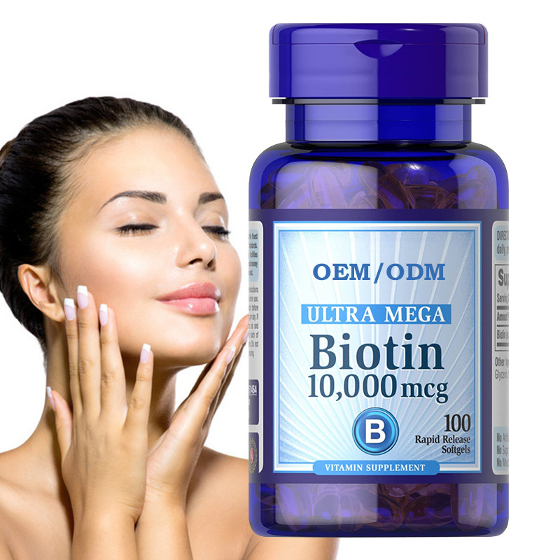 OEM Skincare het Haarhuid en Spijkershernieuwde groei 10000 Mcg Softgels 100 van Gummies van de Biotinevitamine Telling