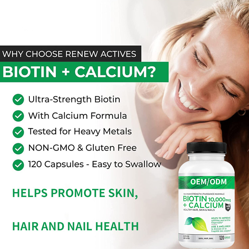 Supplement van de calcium10000mcg verbindt het Machtige Biotine voor Gezonde de Spijkers Sterkere Beenderen van de Haarhuid Tanden