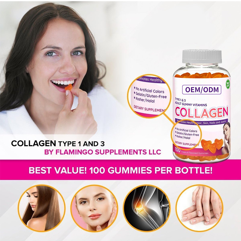 ODM van het de Biotinezink van Collageengummies 2500mcg de Vitamine E.G. voor van de Haarhuid en Spijker de Haargroei