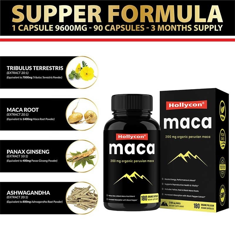 HACCP-Supplementenoem de Wortelcapsules van Maca van de Verhogingsenergie Organische voor Mannen Vrouwen