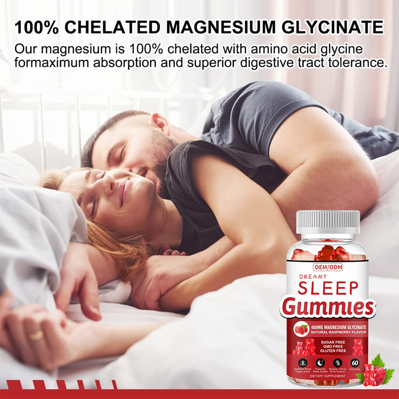 Glutenvrij Melatonine Vitamine Gummies Ondersteuning Slaap Ontspannen Melatonine Vitamine D Magnesium Citroenmelisse-extract