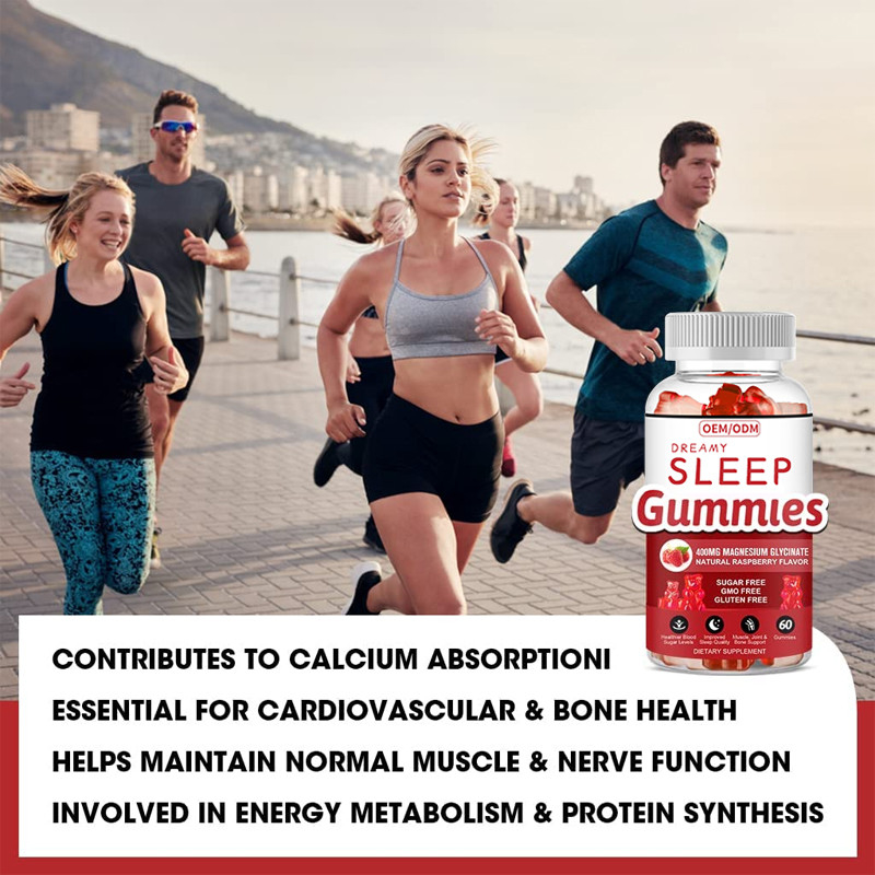 Glutenvrij Melatonine Vitamine Gummies Ondersteuning Slaap Ontspannen Melatonine Vitamine D Magnesium Citroenmelisse-extract