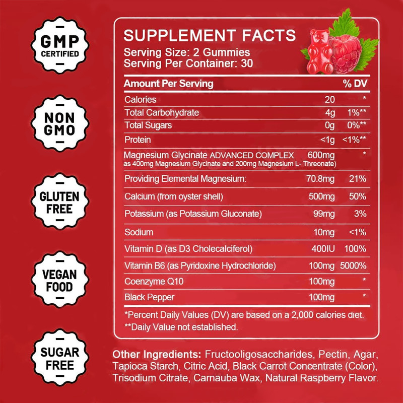 Glutenvrij Melatonine Vitamine Gummies Ondersteuning Slaap Ontspannen Melatonine Vitamine D Magnesium Citroenmelisse-extract
