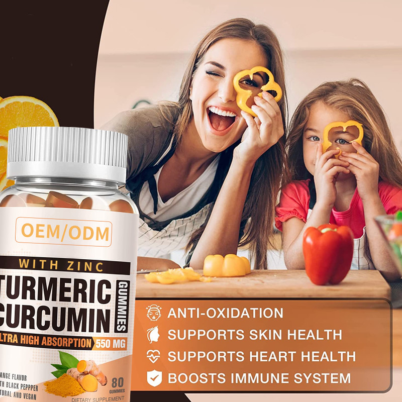 60PCS kurkuma en Ginger With Black Pepper Supplement voor Immune Steunkurkuma Ginger Gummies