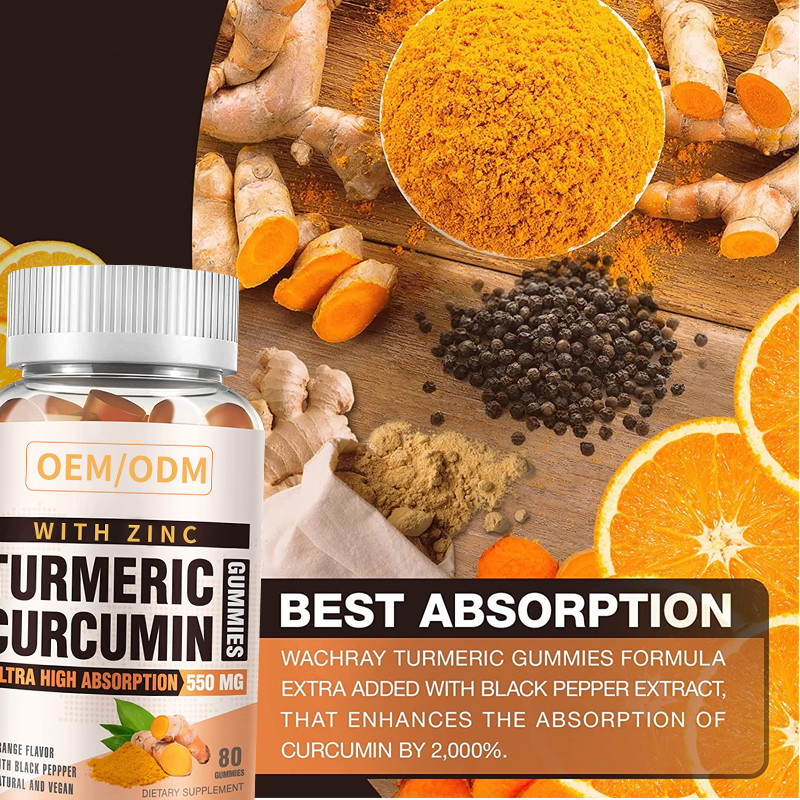 60PCS kurkuma en Ginger With Black Pepper Supplement voor Immune Steunkurkuma Ginger Gummies