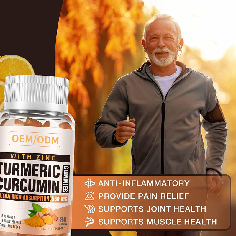60PCS kurkuma en Ginger With Black Pepper Supplement voor Immune Steunkurkuma Ginger Gummies