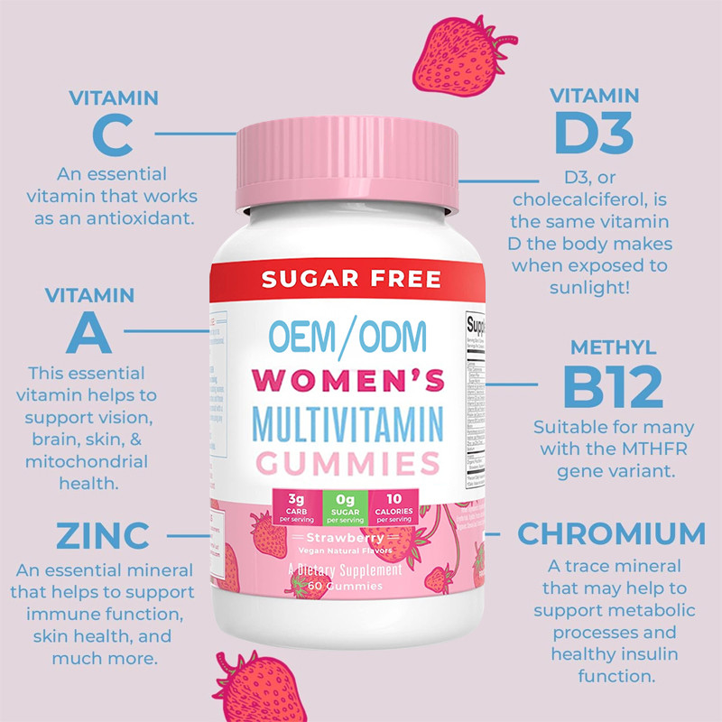 De Vitaminen van Multivitamin van immune Steun Dagelijkse Vrouwen met de Organische Kleverige Huid en de Spijker van het Ingrediëntenhaar
