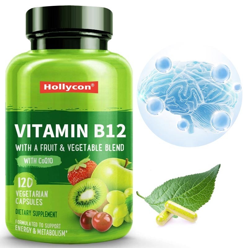 FDA Vitamine b12-capsules Methylfolaat Vitamine B6 Fruit Groentemengsel Ondersteunt energie Gezond Veganistisch