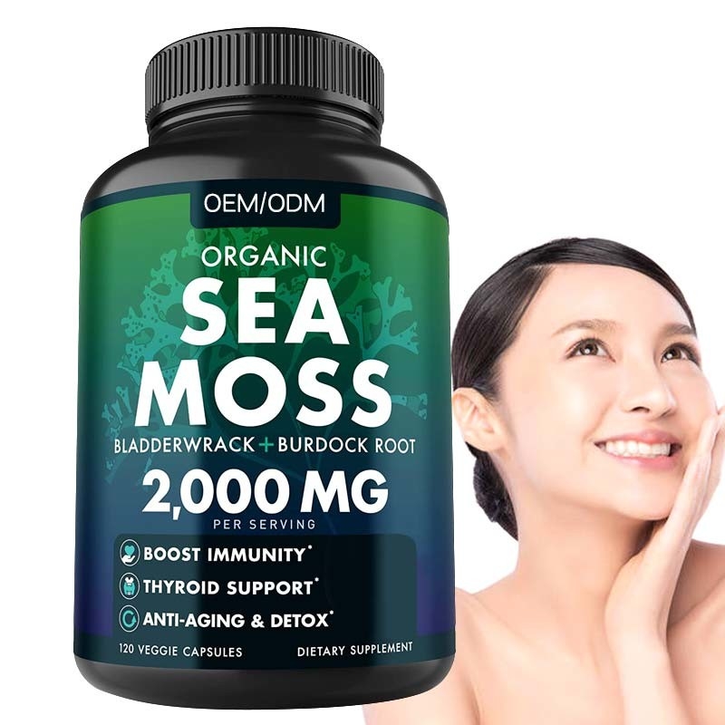 Unflavored het Organische Overzeese Overzees Moss Raw van Moss Capsules Wildcrafted Non GMO 60 Pillen van Gluten Vrije Seamoss