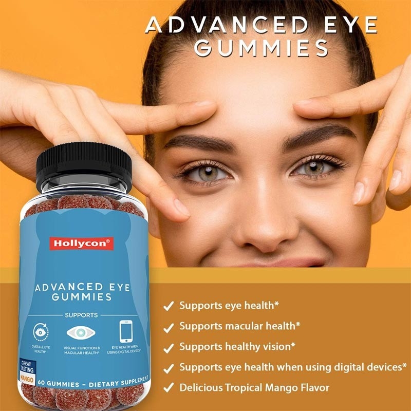 2500mcg Vitamine B7 Natuurlijke Zeaxanthine Luteïne Aangepaste smaken Niet-vervuilende productie Eye Gummies