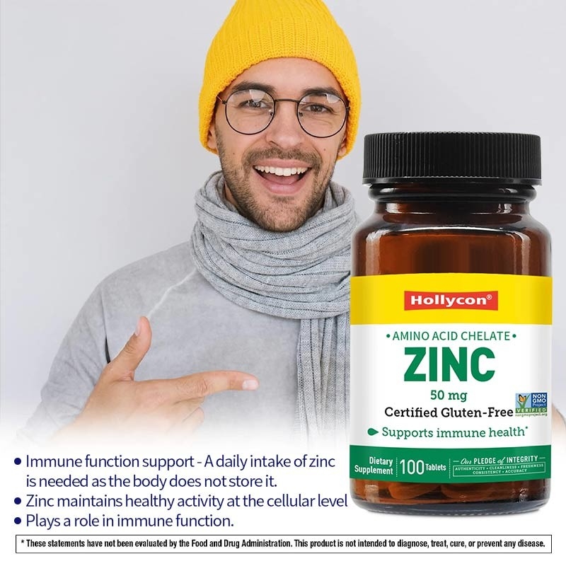 OEM & ODM Private Label Zink 50mg Aminozuurchelaat Tabletten 100ct Glutenvrij Gecertificeerd