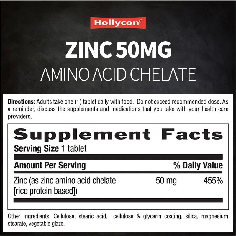 OEM & ODM Private Label Zink 50mg Aminozuurchelaat Tabletten 100ct Glutenvrij Gecertificeerd