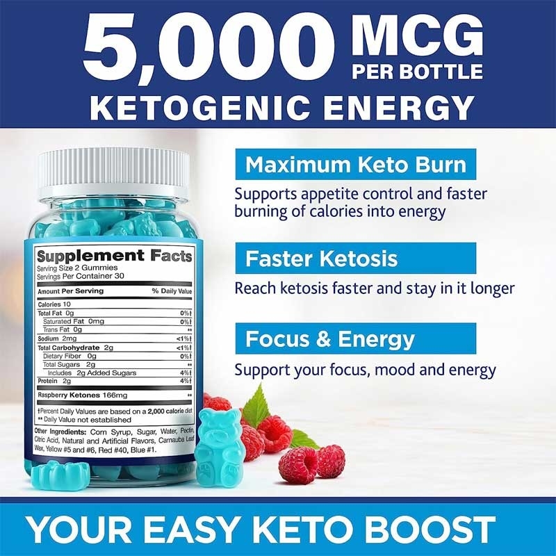 HACCP Keto Burn Gummies 5000 mg Extra Sterkte Keto Snack Gummies Verbeteren het Stofwisseling Keto Vitaminen