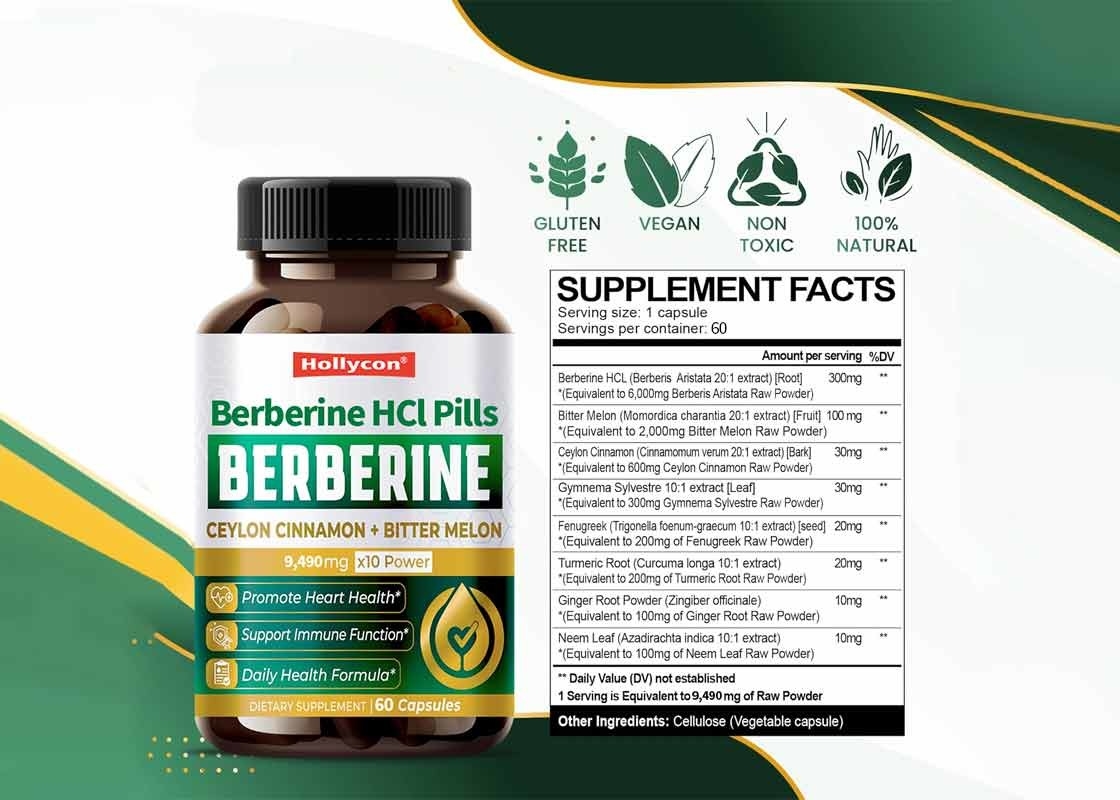 HALAL Berberine HCL Capsules Immuunsysteem Booster Supplement Ondersteuning Voor Gewichtsbeheersing