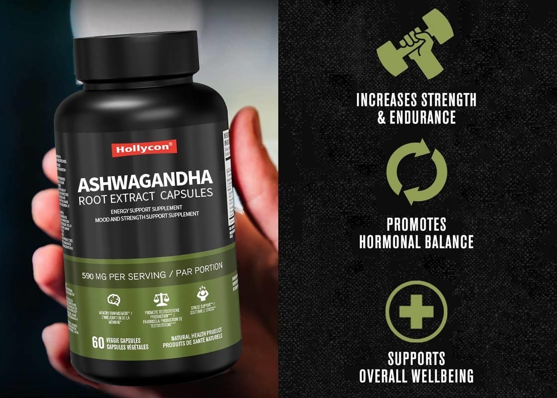 60pcs Ashwagandha wortel extract capsules humeur en kracht ondersteuning supplement voor natuurlijke stressverlichting