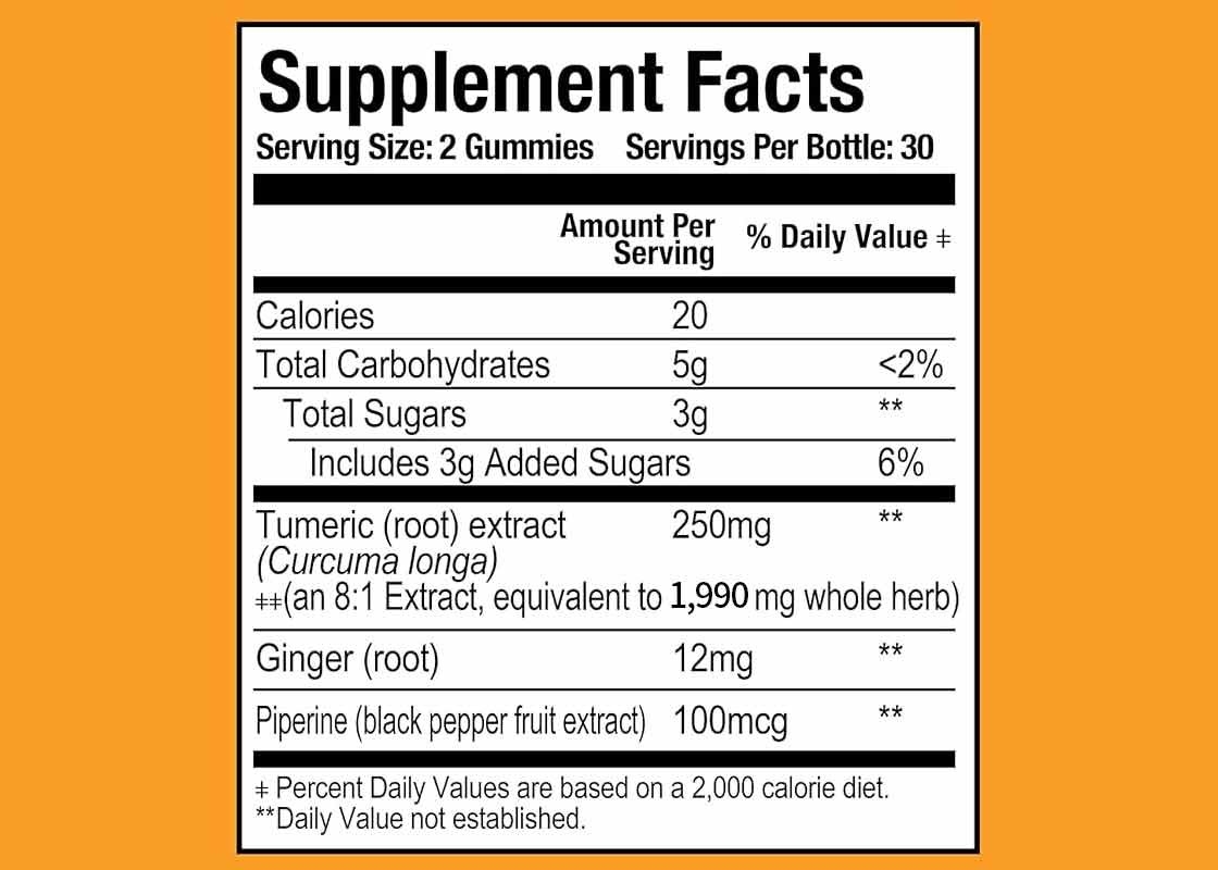OEM voedingssupplementen Kurkuma Curcumine Gummies Joint Comfort And Brain Function Support Supplement 60pcs