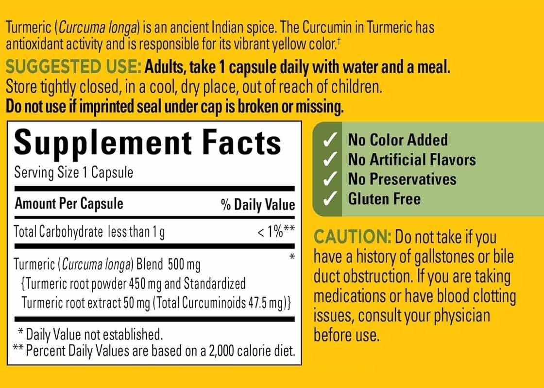 ODM Kurkuma curcumine capsules 120pcs gewrichtscomfort en hersenfunctie ondersteuning supplement