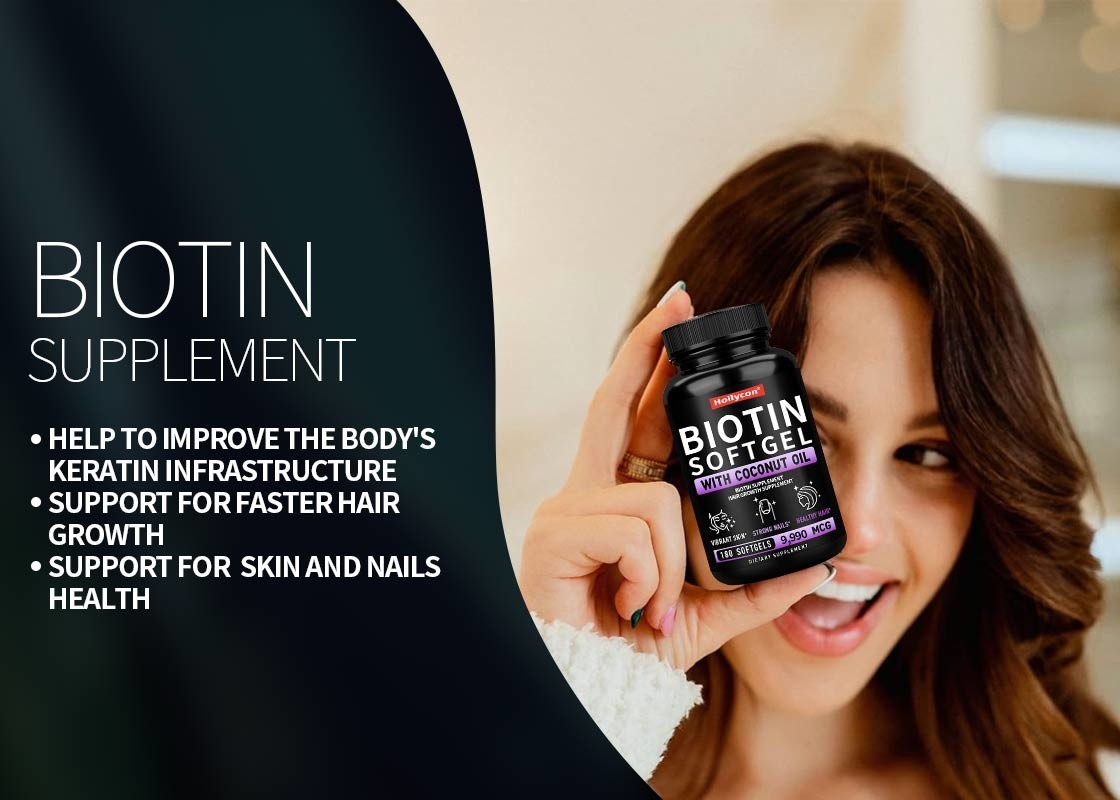 Zuivere biotine vitamine gummies met kokosolie softgels snellere haargroei voor huid en nagels gezondheid biotine supplement