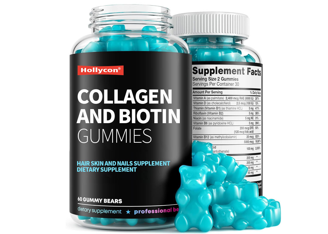 Voedingsmiddelen collageen en biotine gummies ondersteuning voor haar, huid en nagel gezondheid supplement