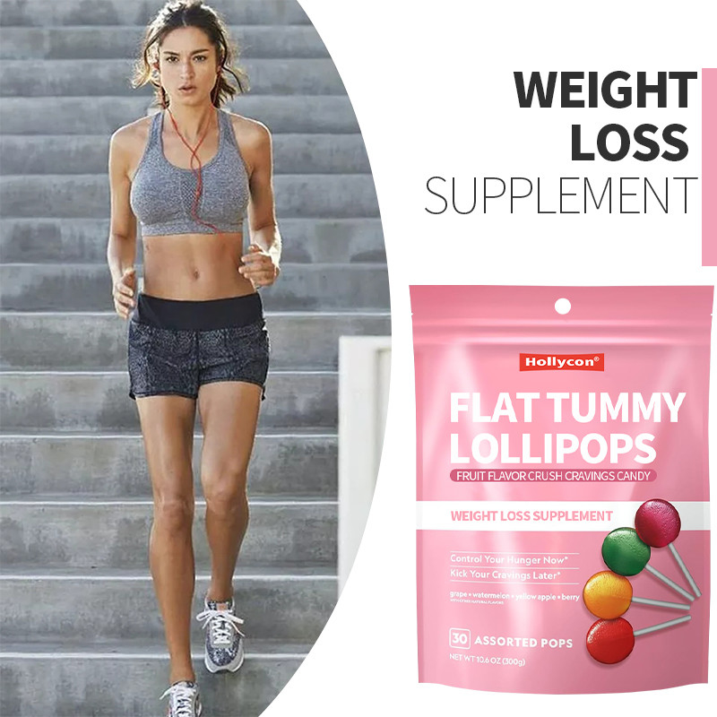 Private label Fruit Flavor Crush Cravings Candy Flat Belly Lollipops Gewichtsverlies Supplement
