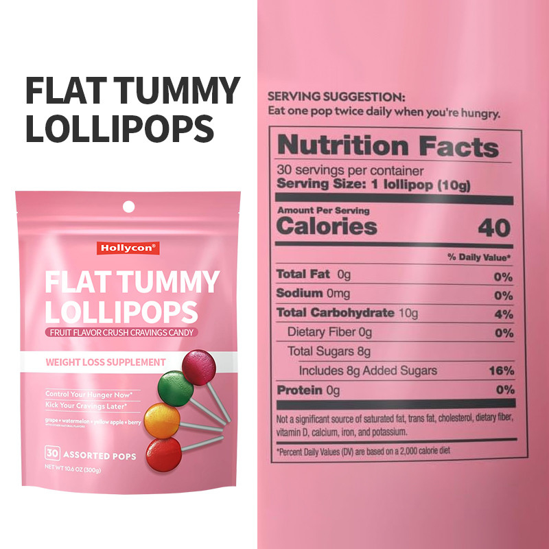Private label Fruit Flavor Crush Cravings Candy Flat Belly Lollipops Gewichtsverlies Supplement