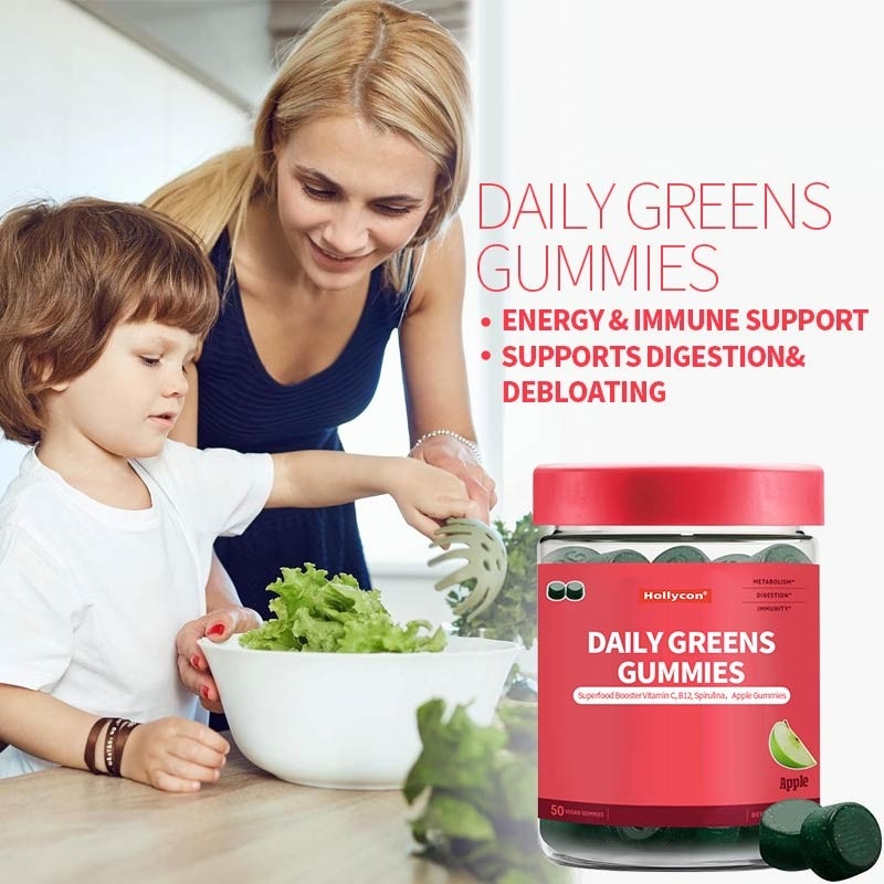 2024 Nieuwe aankomst Daily Greens Gummies Superfood Booster Vitamine C B12 Spirulina Appelgummies
