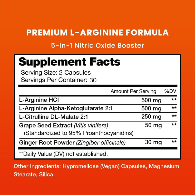 OEM Premium L-Arginine Supplement L-Arginine Poeder & L-Citrulline Verbeterd Met Druivenzaad & Gember
