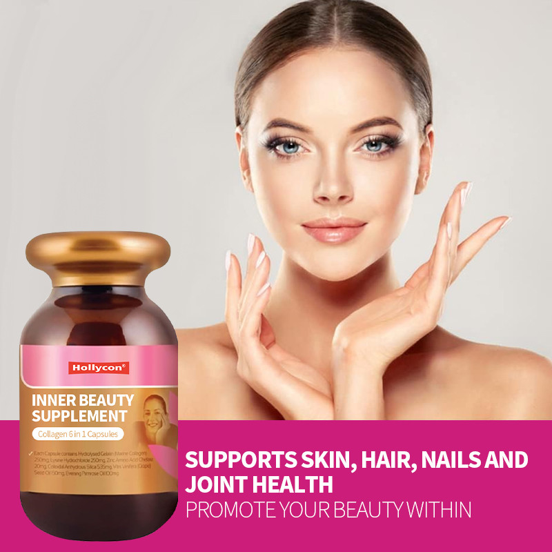 OEM Private Label Inner Beauty Supplement Collageen 6 in 1 capsules Huid gezond supplement