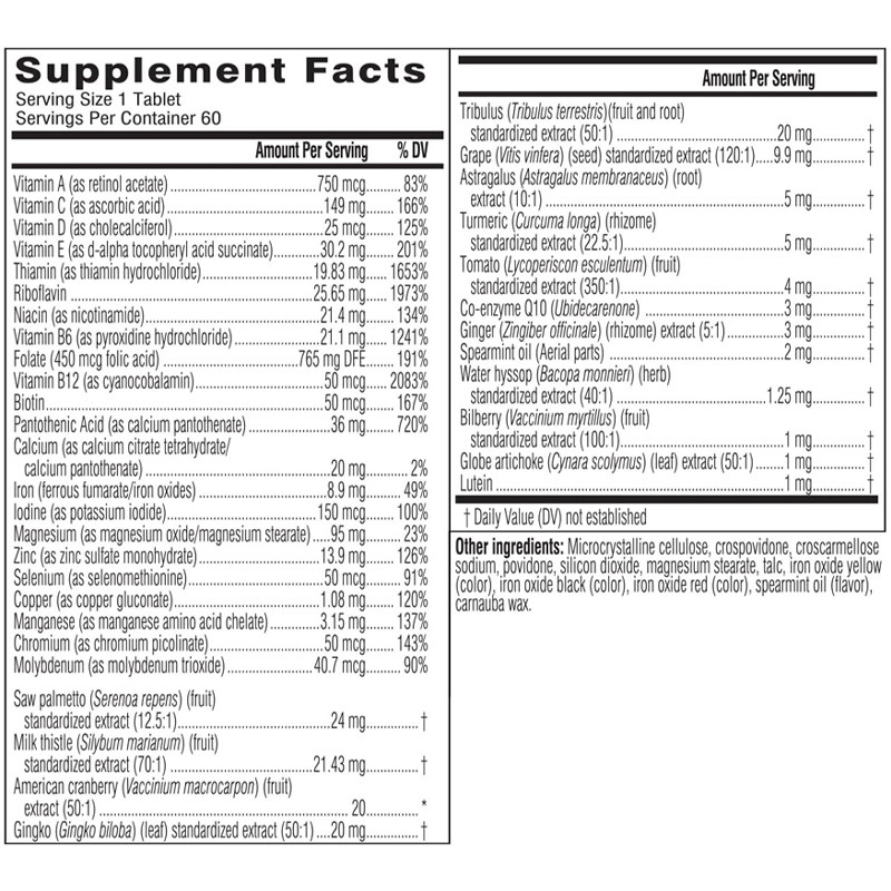 Privé label dagelijkse multivitamine tabletten voor mannen vitaminen, antioxidanten en mineralen voor mannen 50+ multivitamine supplement