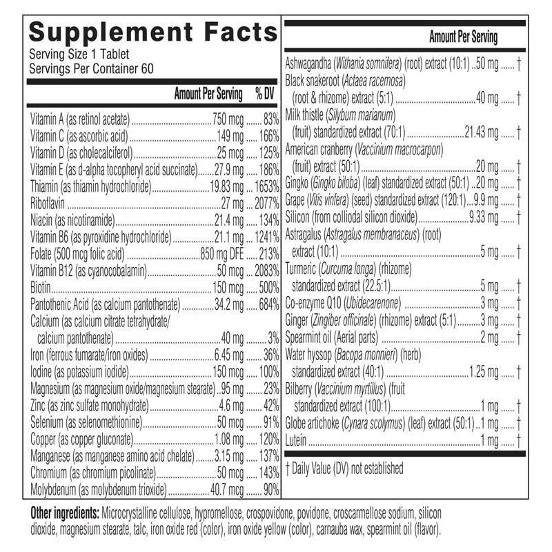 Dagelijkse multivitaminesupplementen voor vrouwen Energie, stress en immuunondersteuning Vrouwen 50+ Multivitamines Tabletten