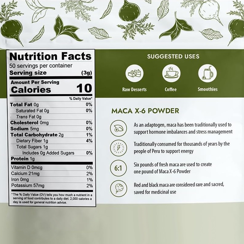 Biologisch Maca X-6 Zwart en Rood Poeder Natuurlijke energieversterker voor mannen en vrouwen Maca Root Poeder