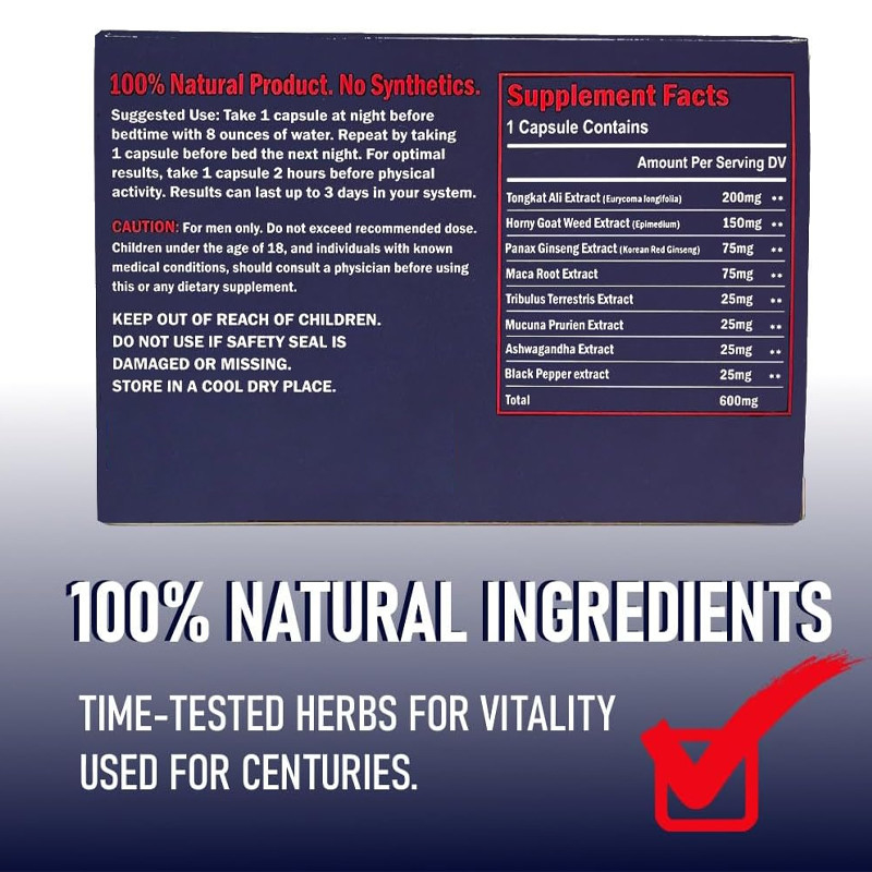 Kruidensupplement voor mannen geile geiten wiet tongkat ali ginseng maca wortel capsules snelwerkende mannelijke versterking pillen