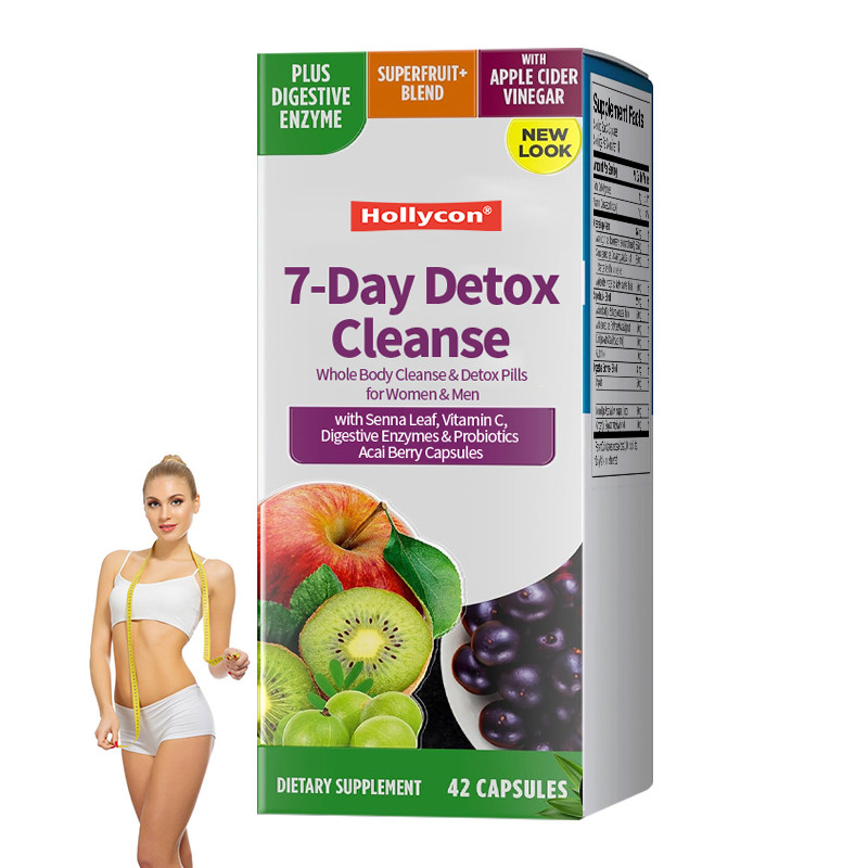 7-daagse ontgiftingsreiniging capsules met Senna blad vitamine C spijsverteringsenzymen probiotica acai bessen capsules