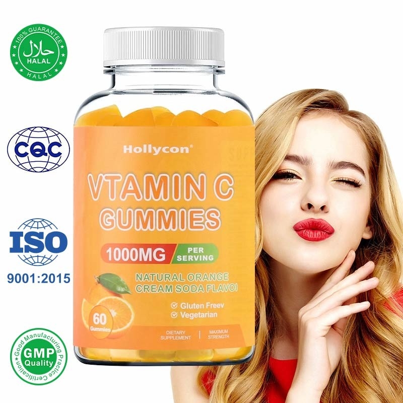 750mg vitamine C Gummies voor Volwassenen Immune Steun met B-de Vrije Sinaasappel van het Vitaminengluten