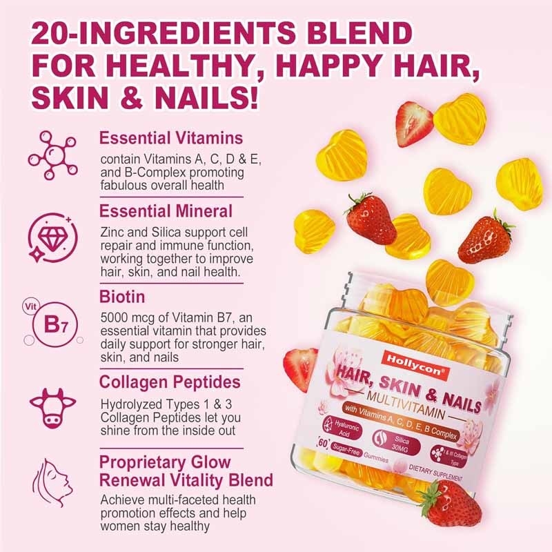 OEM & ODM Support Gummy Natuurlijke ingrediënten voor vrouwen Multivitamine suikervrije gummies