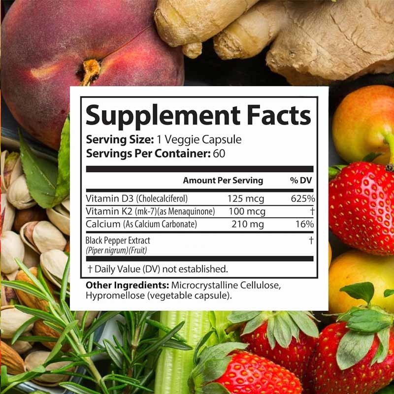 OEM-ondersteuning botsterkte supplementen voor immuun vitamine D3 K2 calcium capsules