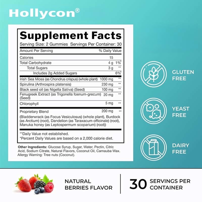 OEM-ondersteuning Darmgezondheid Immuunenergie Detox Schildklier voor vrouwen Mannen Zee-moos Gummies