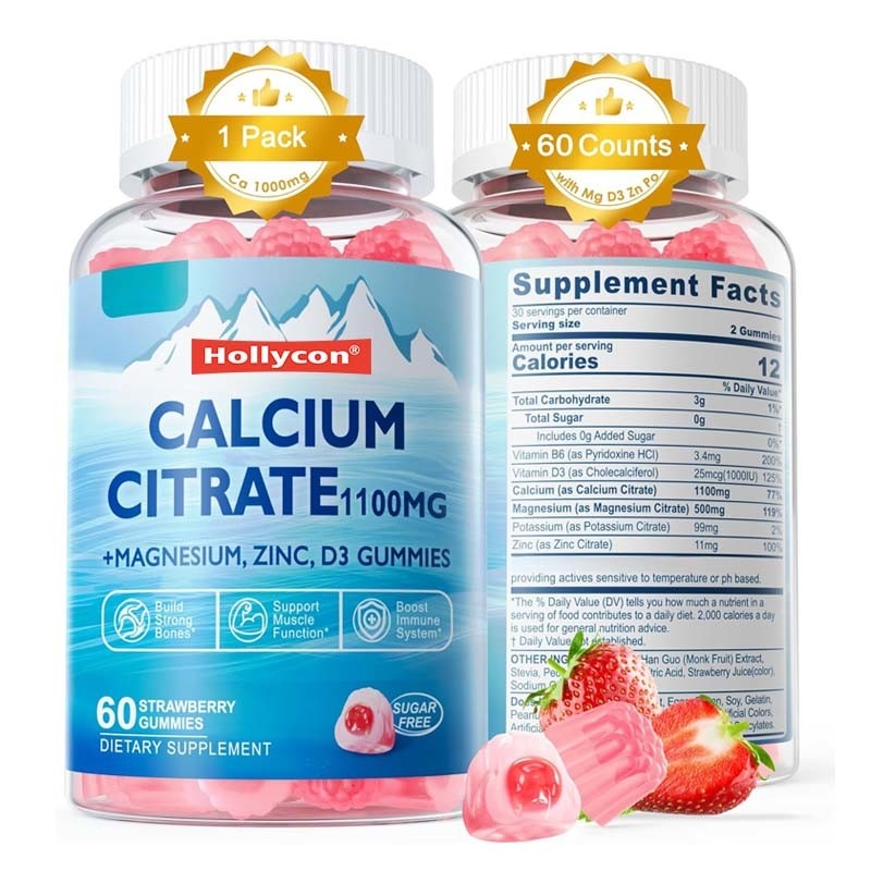 OEM Ondersteuning Beenderen Spier Immuunziekte Vitamine D3 voor volwassenen Calciumcitraat Gummies