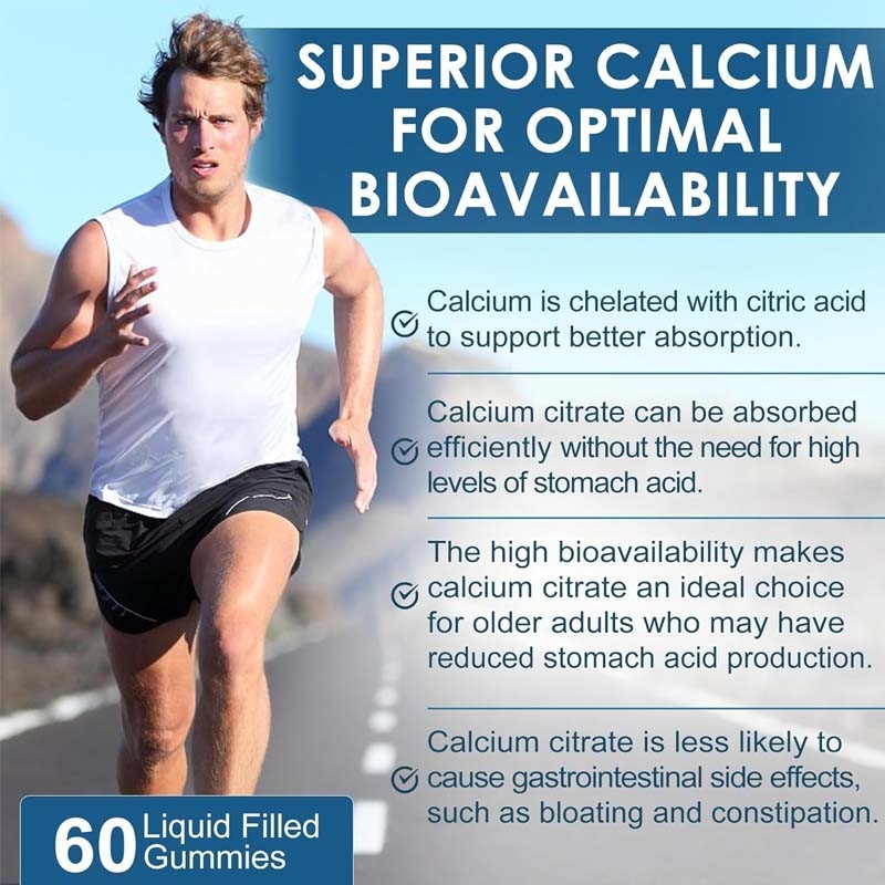 OEM Ondersteuning Beenderen Spier Immuunziekte Vitamine D3 voor volwassenen Calciumcitraat Gummies
