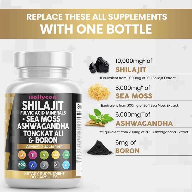 OEM Ashwagandha Tongkat Ali Boron Magnesium Voor Mannen Fulvischzuur Shilajit Capsules
